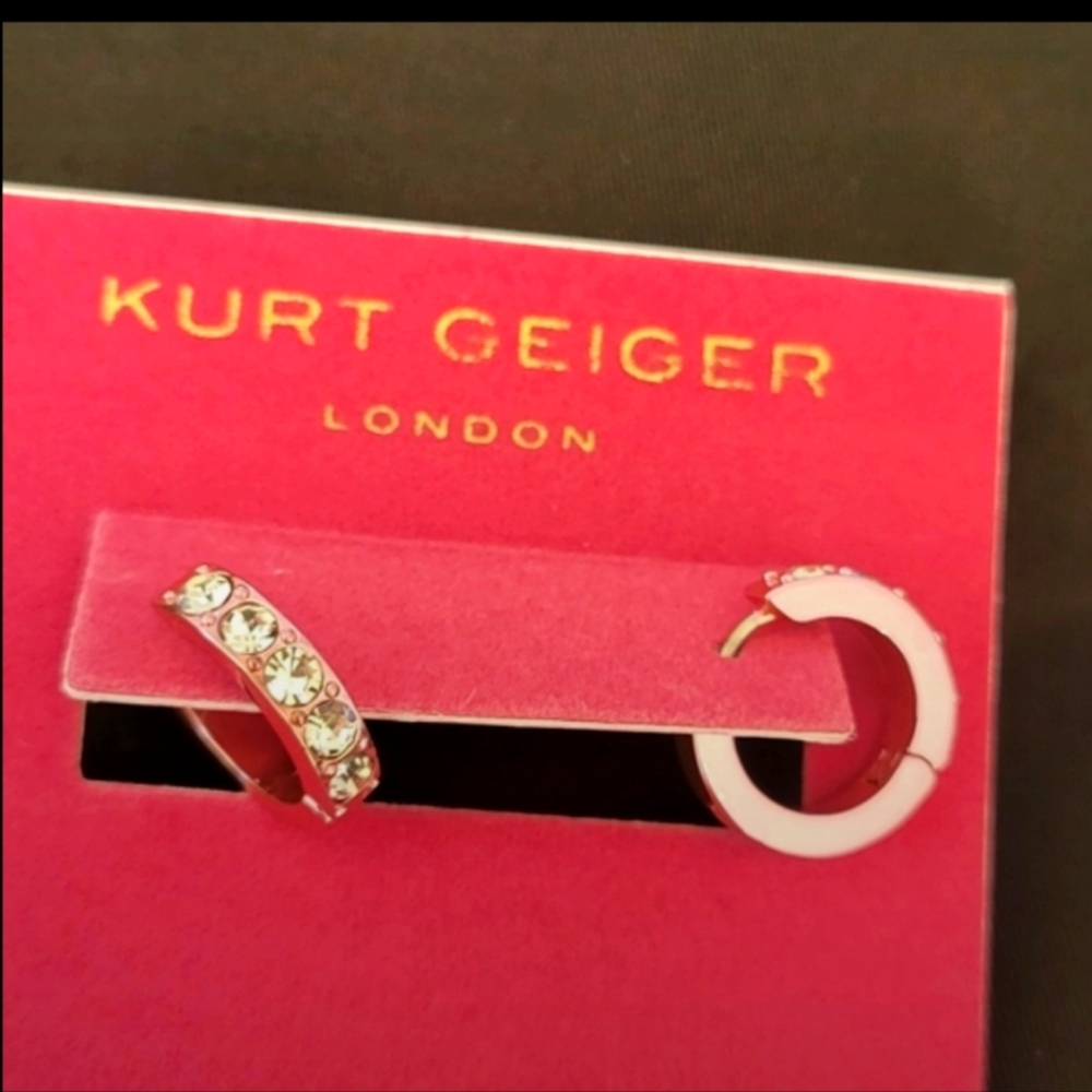 Kurt Geiger pave PINK huggie hoops NWT!